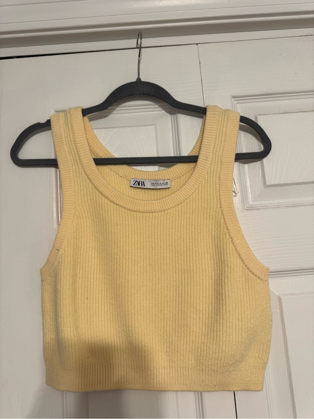 Zara Yellow Ribbed Cropped Tank Top
